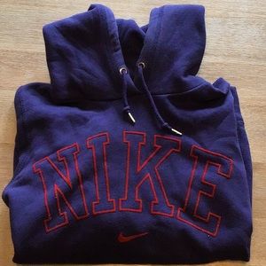 Dark Purple and Red Velvet Lettered NIKE Hoodie